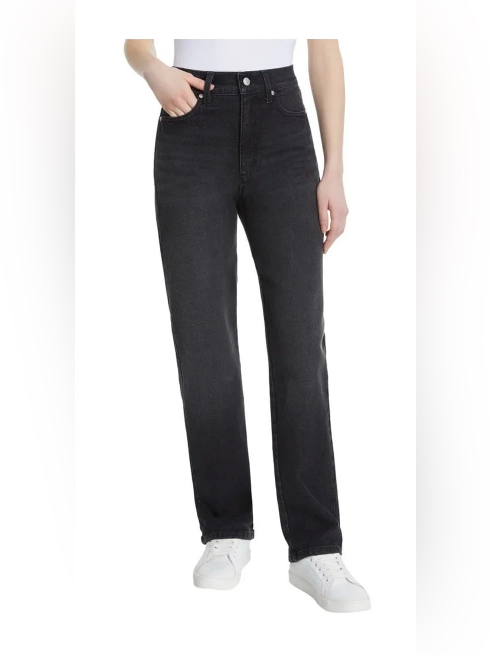 Classic High-Rise Straight Jeans - Black